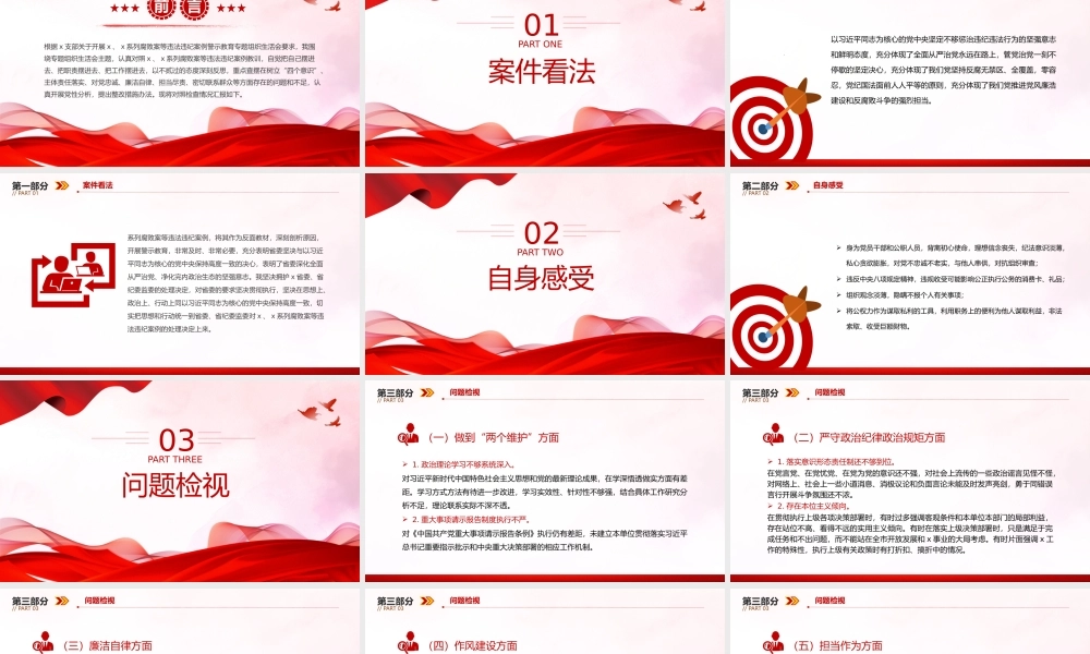 党员干部违法违纪案例警示教育组织生活会PPT红色简洁以案为鉴课件模板.pptx