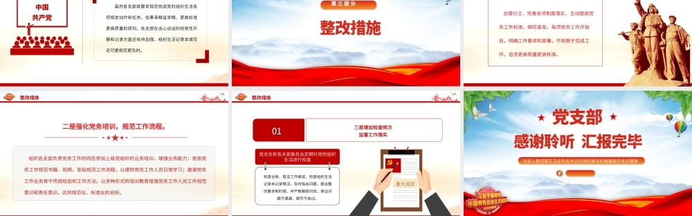 党支部2023年组织生活落实情况自查报告PPT模板.pptx