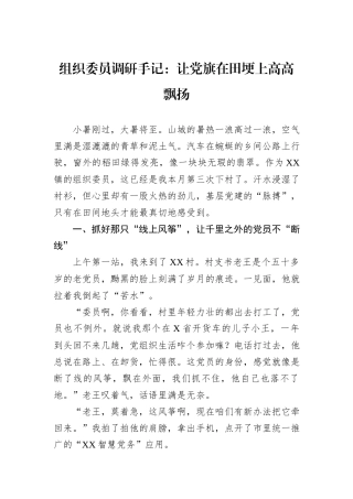 组织委员调研手记：让党旗在田埂上高高飘扬.docx