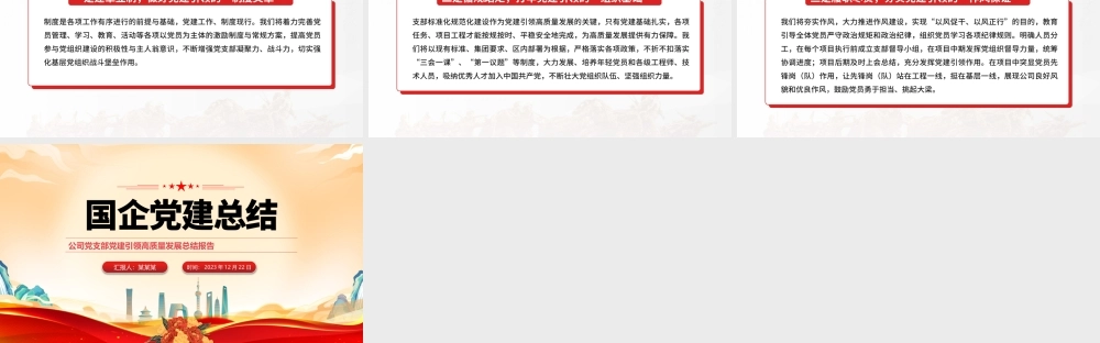 公司党支部党建引领高质量发展总结PPT大气简洁国企党建模板.pptx