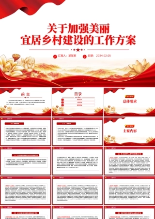 关于加强美丽宜居乡村建设的工作方案PPT党政风乡村振兴专题课件下载.pptx