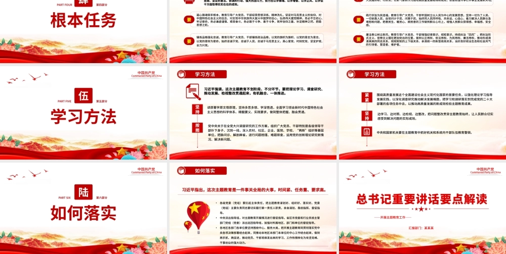 关于主题教育总书记重要讲话PPT红色大气学习贯彻习近平新时代中国特色社会主义思想党课课件.pptx