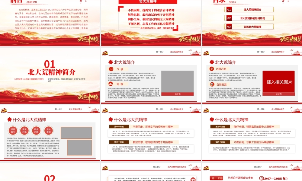 弘扬北大荒精神PPT建党100周年中国精神谱系艰苦奋斗勇于开拓顾全大局无私奉献发扬优良传统弘扬新风正气党课课件.pptx