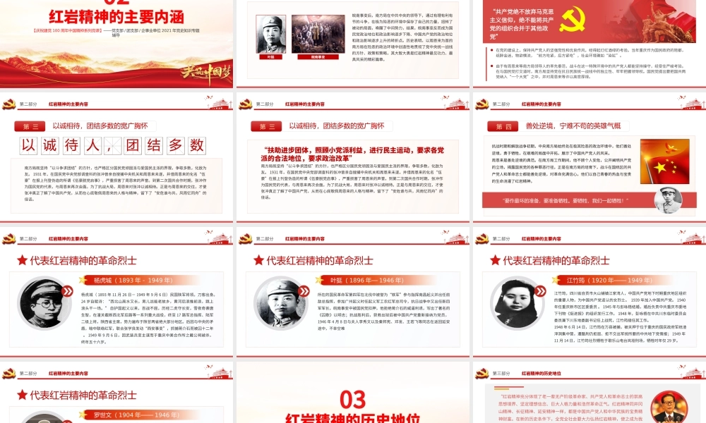 弘扬红岩精神PPT建党100周年中国精神谱系坚定理想信念养成浩然正气传承红岩精神凝聚复兴伟力党课课件.pptx