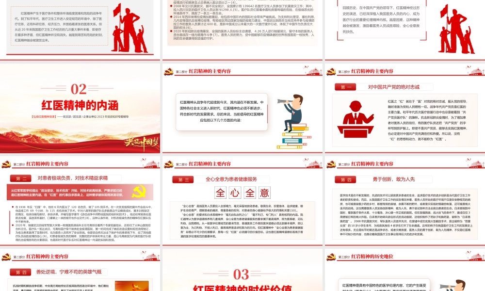 弘扬红医精神PPT精美简洁红医精神的特征内涵与时代价值医疗系统党课课件.pptx