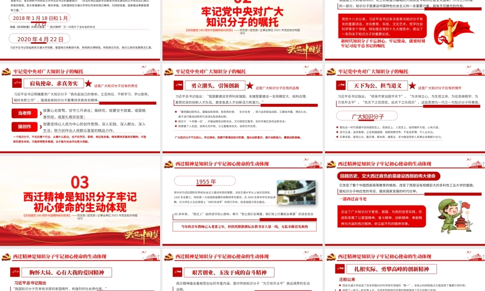 弘扬西迁精神矢志爱国奋斗PPT建党100周年中国精神谱系胸怀大局无私奉献弘扬传统艰苦创业党员教育党课.pptx