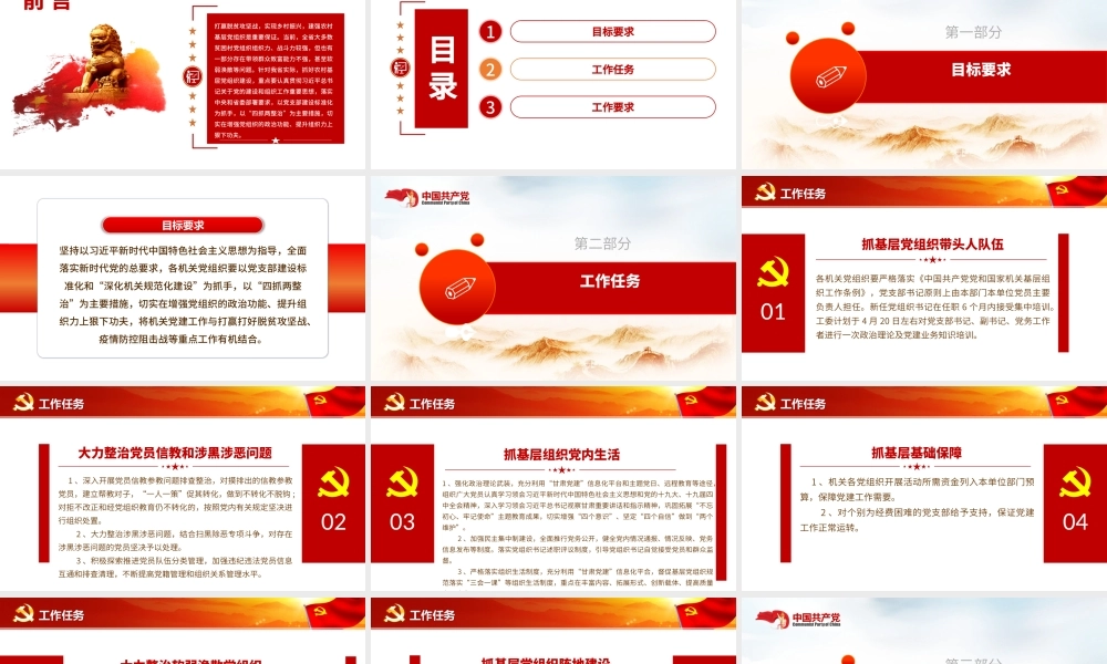 红色大气推进四抓两整治提升基层党建水平党课PPT课件.pptx