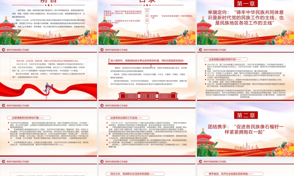 红色大气新时代党的民族工作成就PPT铸牢中华民族共同体意识党课课件.pptx