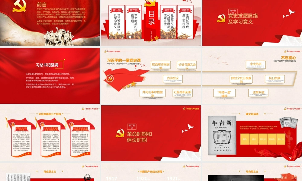 红色大气中国风庆祝建党百年不忘初心跟党走PPT模板.pptx