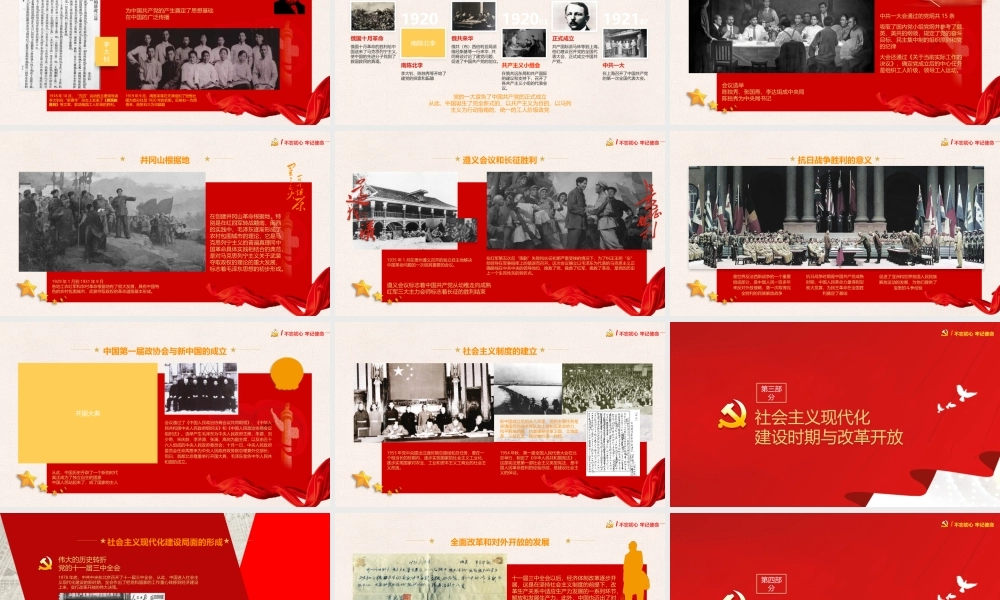 红色大气中国风庆祝建党百年不忘初心跟党走PPT模板.pptx