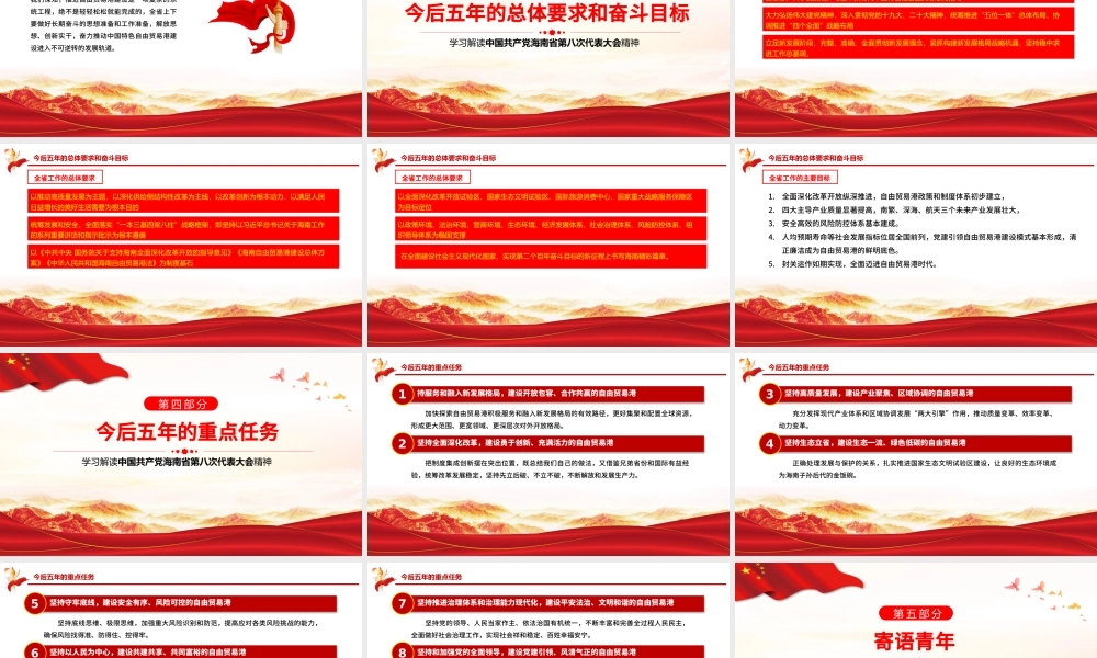 红色党建风中国共产党海南省第八次代表大会专题党课PPT课件模板.pptx