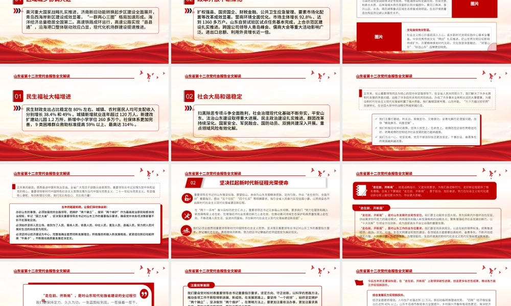 红色党建风中国共产党山东省第十二次代表大会专题党课PPT课件模板.pptx