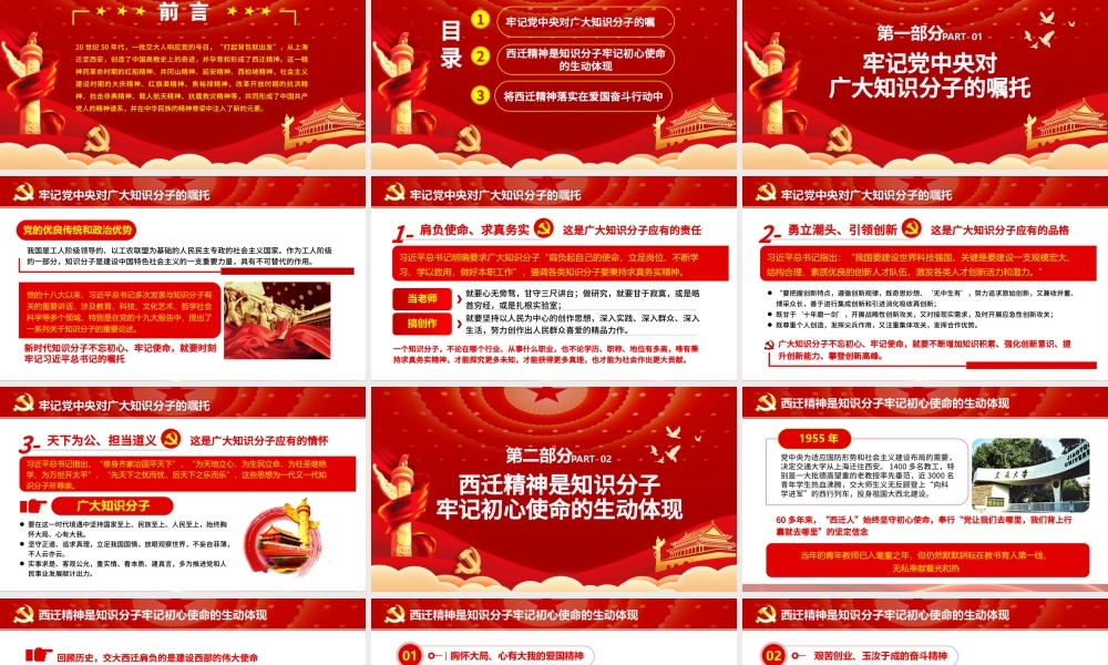 红色党政党课学习弘扬西迁精神砥砺初心使命PPT.pptx