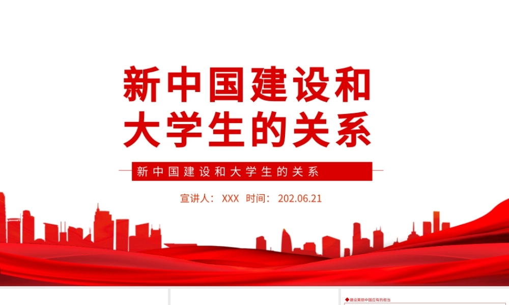 红色党政风新中国建设和大学生的关系PPT专题党课课件模板.pptx