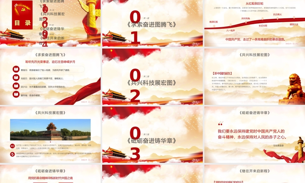 红色党政风峥嵘岁月初心不忘庆祝建党一百周年PPT模板.pptx