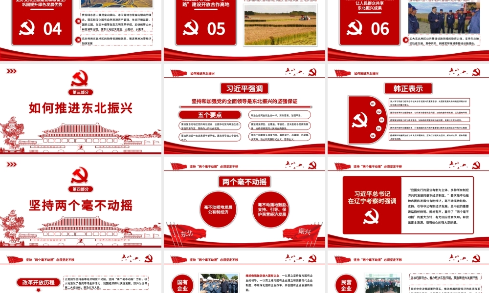 红色剪纸党政风地域党课之推进东北振兴党课PPT模板.pptx