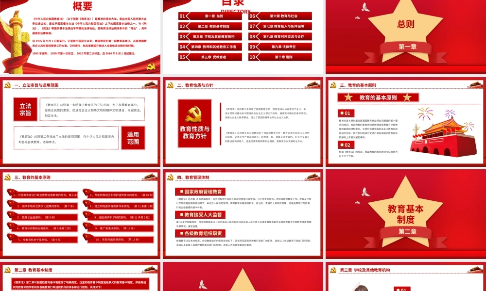 红色简洁党课党政党建教育法解读动态PPT模板.pptx