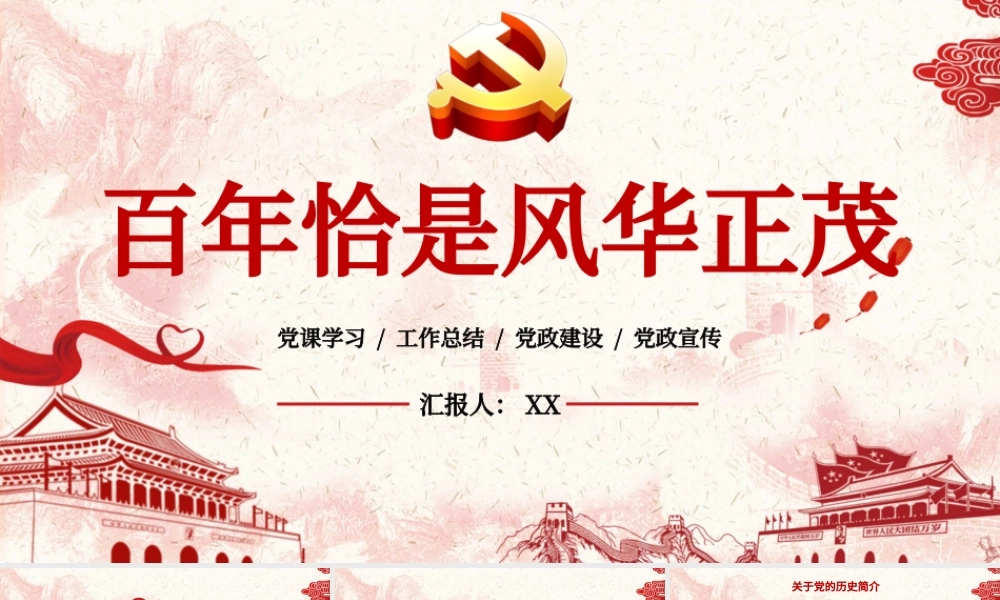 红色简约党建风百年恰是风华正茂庆祝中国共产党建党百年PPT.pptx