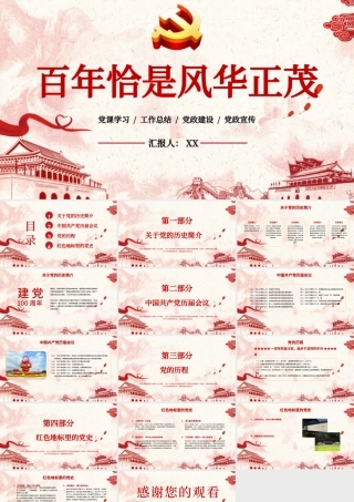 红色简约党建风百年恰是风华正茂庆祝中国共产党建党百年PPT.pptx