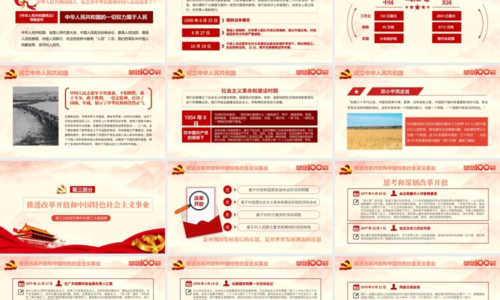 红色简约党政风建党100周年从百年历史看党的初心和使命七一建党节党课PPT.pptx