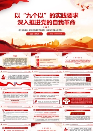 红色精美以“九个以”的实践要求深入推进党的自我革命PPT下载.pptx