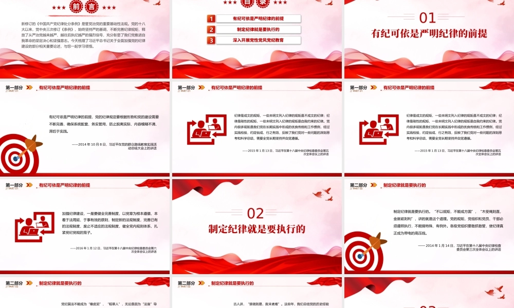 红色精美扎紧党纪党规的笼子PPT党政风党的纪律建设重要论述微党课.pptx