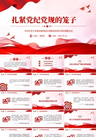 红色精美扎紧党纪党规的笼子PPT党政风党的纪律建设重要论述微党课.pptx