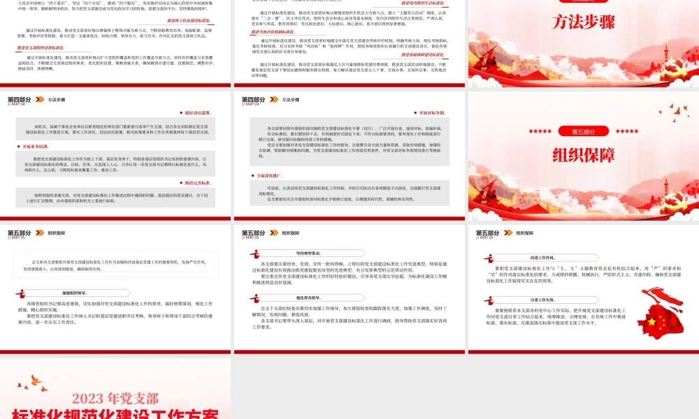 红色实用2023年党支部标准化规范化建设工作方案PPT.pptx
