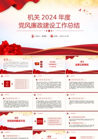 机关2024年度党风廉政建设工作总结PPT模板.pptx