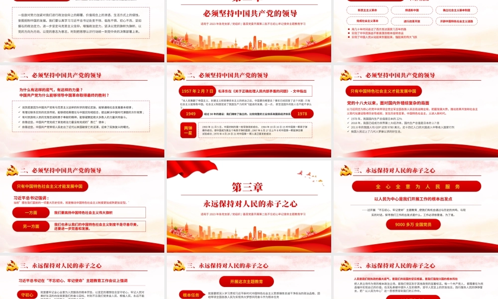 坚持党的领导为人民服务PPT大气精美牢记党的宗旨全心全意为人民服务教育党课课件.pptx