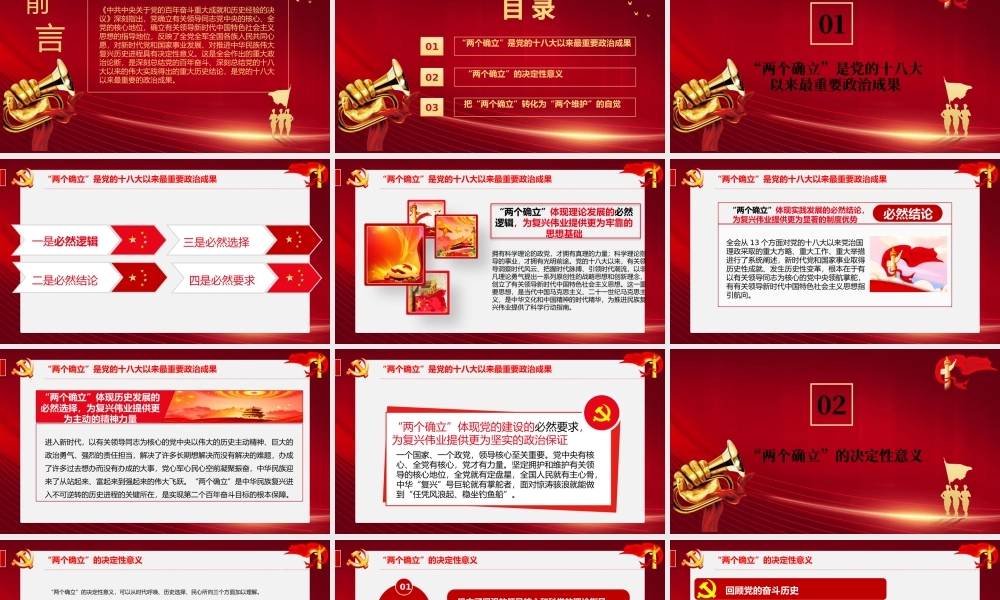 坚持两个确立做到两个维护PPT红色党政风深刻领悟两个确立的决定性意义专题党课课件.pptx