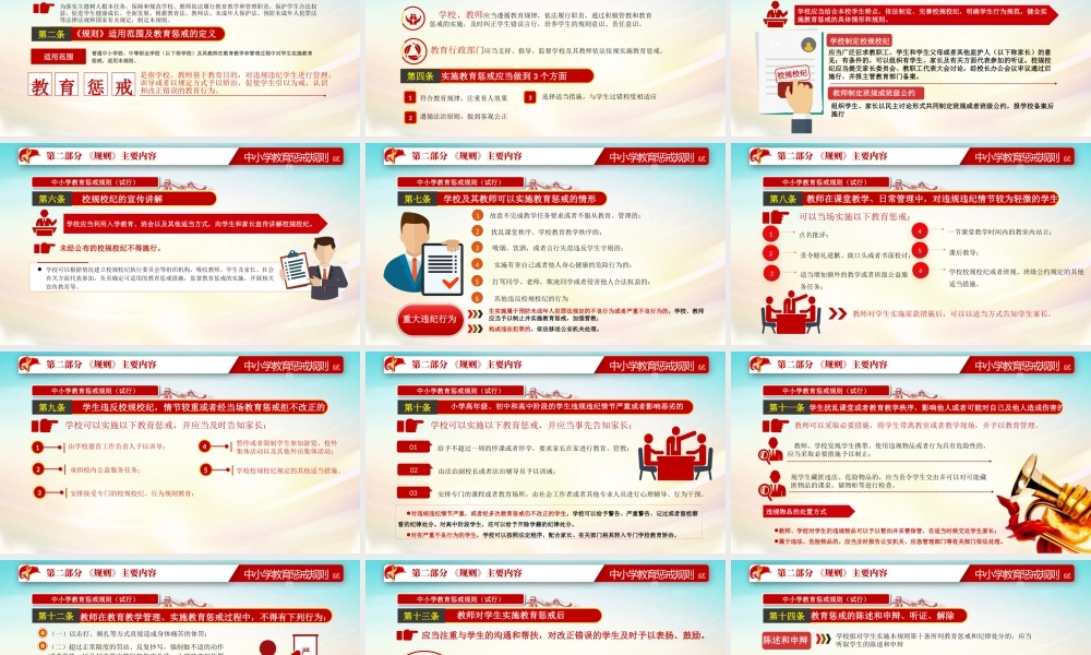 简约党建风学习全面教育部颁布解读中小学教育惩戒规则（试行）ppt.pptx