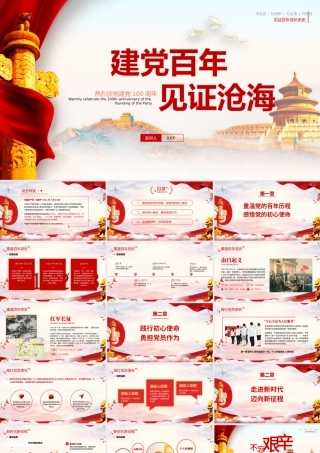 简约党政风建党百年见证沧海建党节PPT.pptx