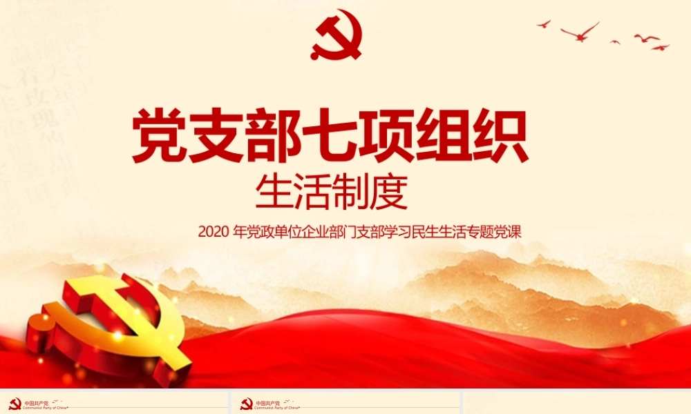 简约中国风党支部七项组织生活制度民生生活专题党课2.pptx
