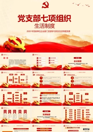 简约中国风党支部七项组织生活制度民生生活专题党课2.pptx