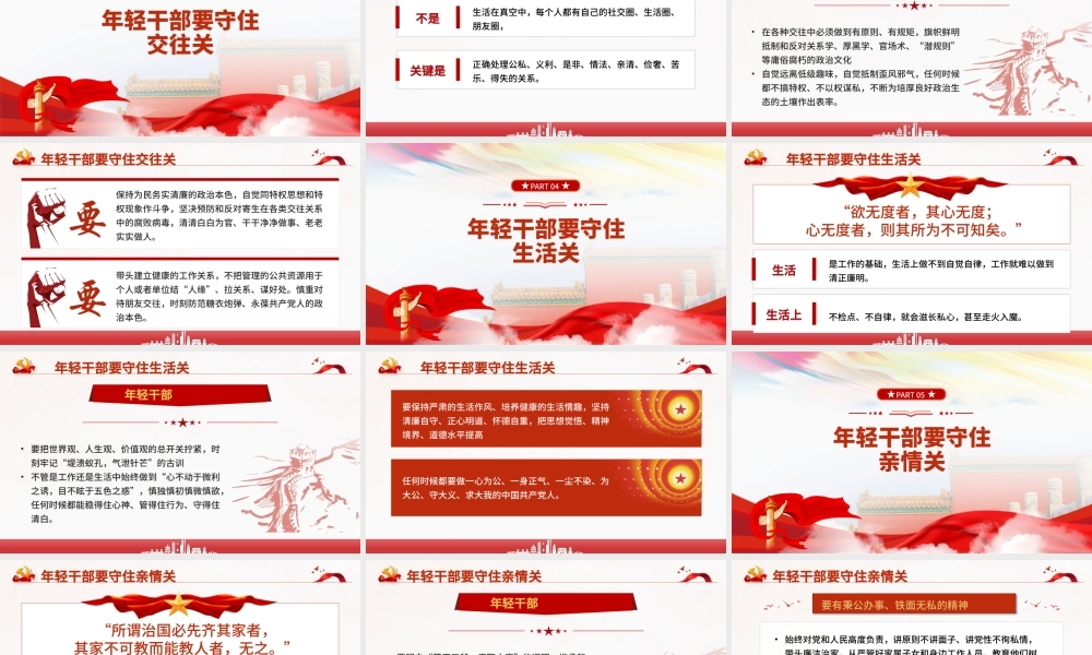 建功立业年轻干部要守好五道关PPT红色党政风2022年机关干部从严治党廉政专题党课课件模板.pptx