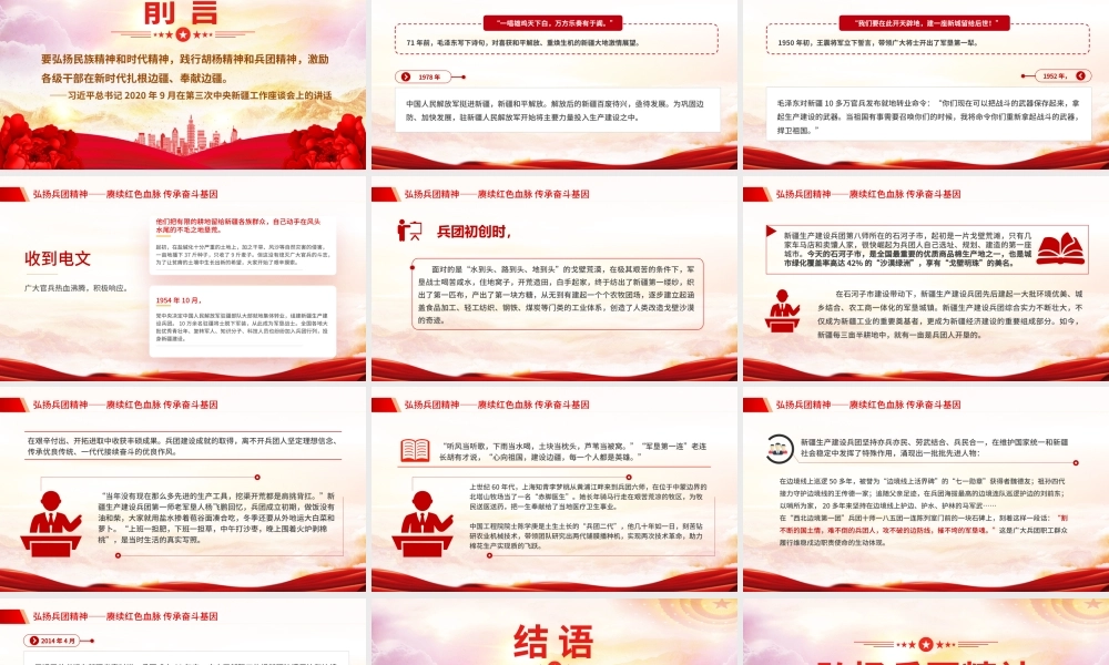 精美大气弘扬兵团精神PPT赓续红色血脉传承奋斗基因党课下载.pptx
