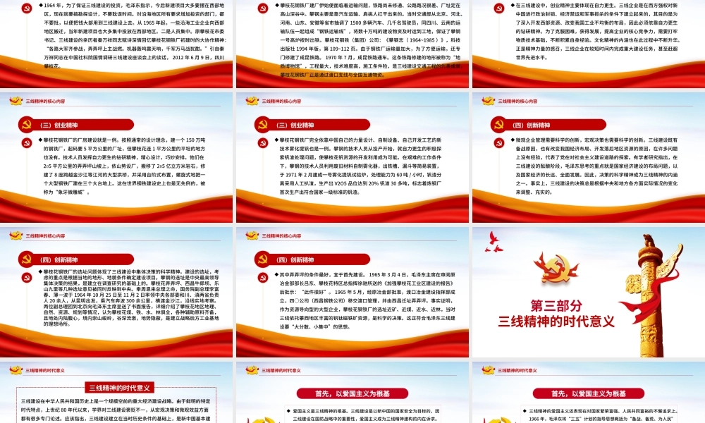 精美大气三线精神的核心内容与现实意义党课PPT课件.pptx