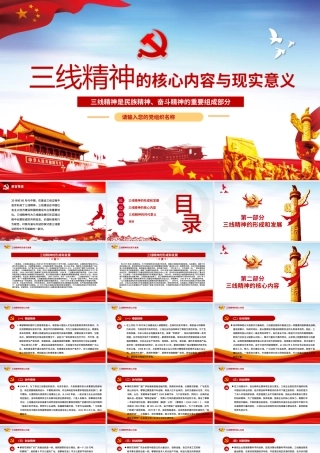 精美大气三线精神的核心内容与现实意义党课PPT课件.pptx
