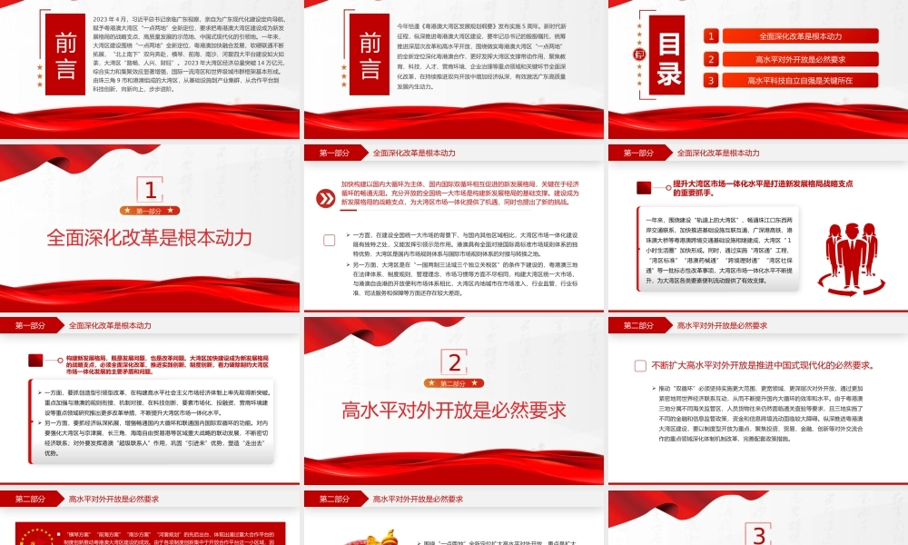 精美党建风深入学习《粤港澳大湾区发展规划纲要》PPT课件.pptx