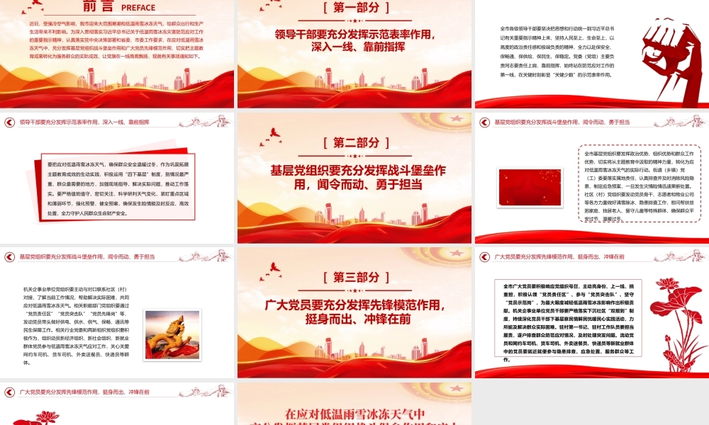 精美党政风在应对低温雨雪冰冻天气中充分发挥基层党组织战斗堡垒作用和广大党员先锋模范作用微党课PPT.pptx