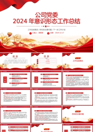 精美简洁公司党委2024年意识形态工作总结PPT课件.pptx
