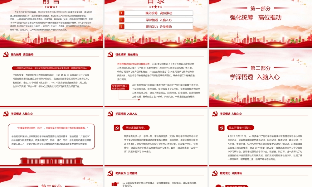 精美简约风党纪学习教育阶段性总结汇报PPT模板下载.pptx