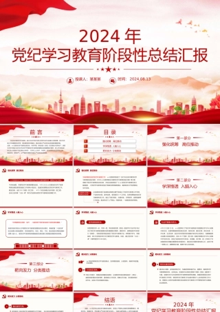 精美简约风党纪学习教育阶段性总结汇报PPT模板下载.pptx