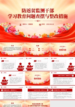 精品党建PPT防返贫监测干部学习教育问题查摆与整改措施模板.pptx