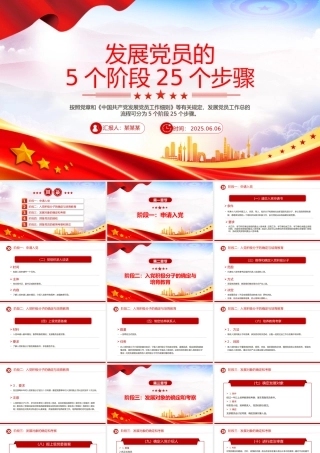 精品党务知识PPT发展党员的5个阶段25个步骤课件下载.pptx
