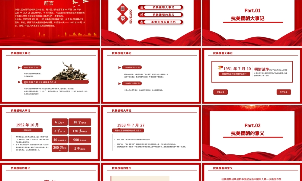 抗美援朝纪念日PPT10月25日抗美援朝大事记缅怀志愿军英烈捍卫世界和平党课课件.pptx