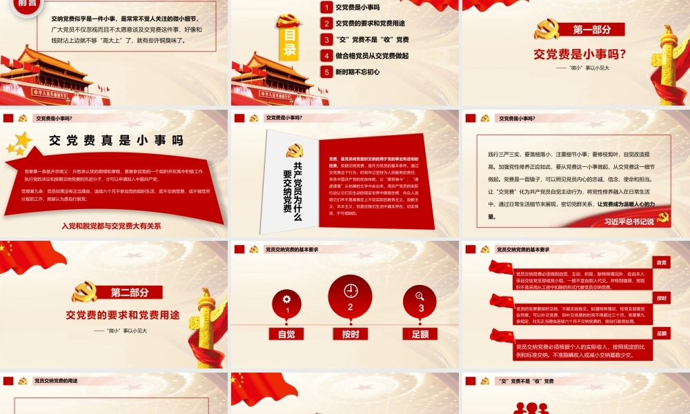 框架完整红色正气交党费党课ppt模.pptx