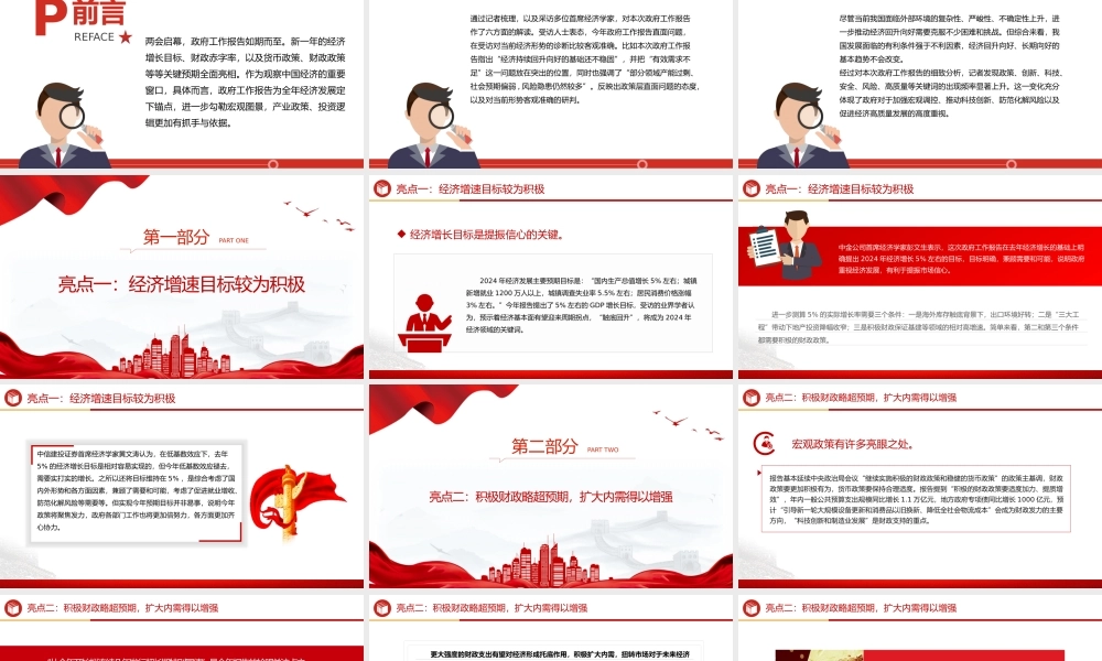 六大亮点看2024政府工作报告PPT大气简洁两会专题党课.pptx