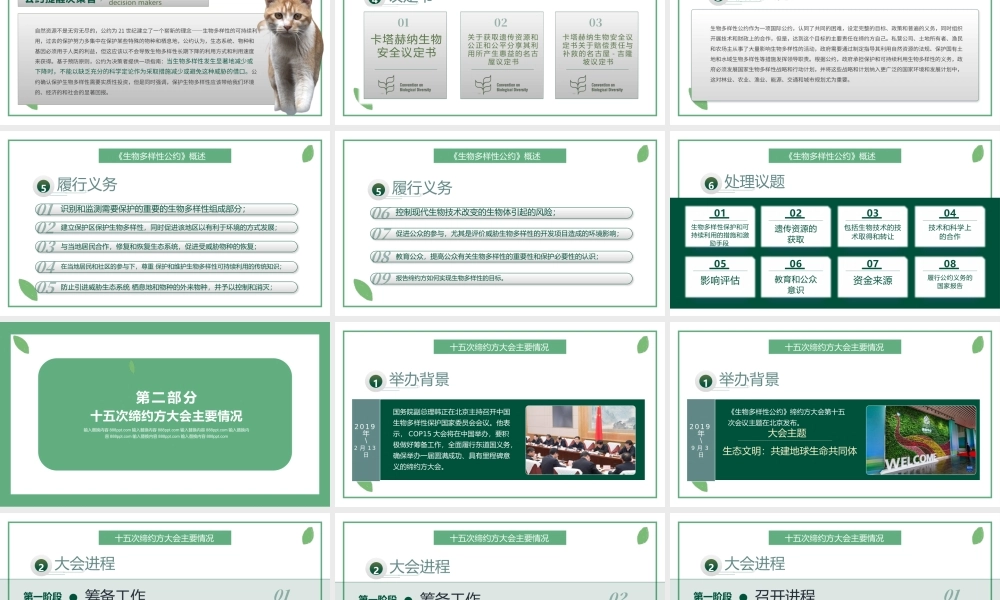 绿色清新生物多样性公约第十五次缔约方大会讲话精神解读党课PPT.pptx